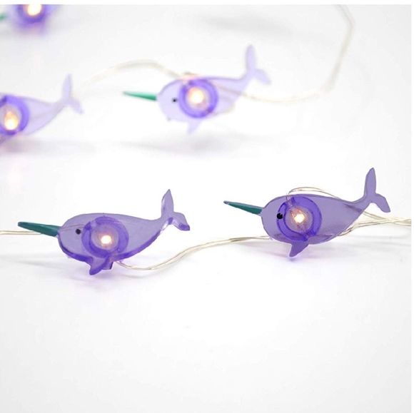 Narwhal Unicorn Whale Purple String Fairy Lights - Picture 6 of 7